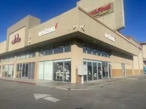 La Puente, California Verizon store, located at the corner of shopping plaza.