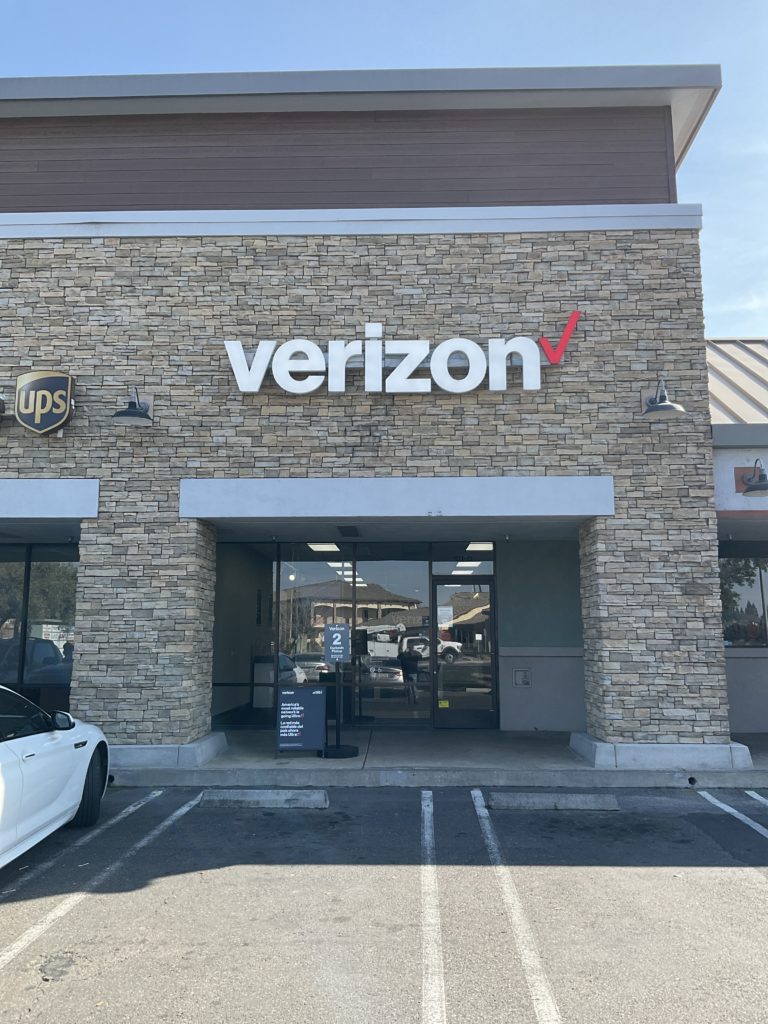 Exterior of Victra Verizon Authorized Retail Store in Oakdale, CA.