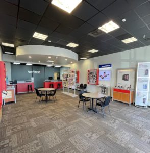 Interior of Victra Verizon Authorized Retail Store in Fullerton State College, CA.