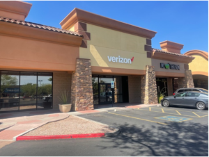 Exterior of Victra Verizon Authorized Retail Store in Gilbert Baseline, AZ.