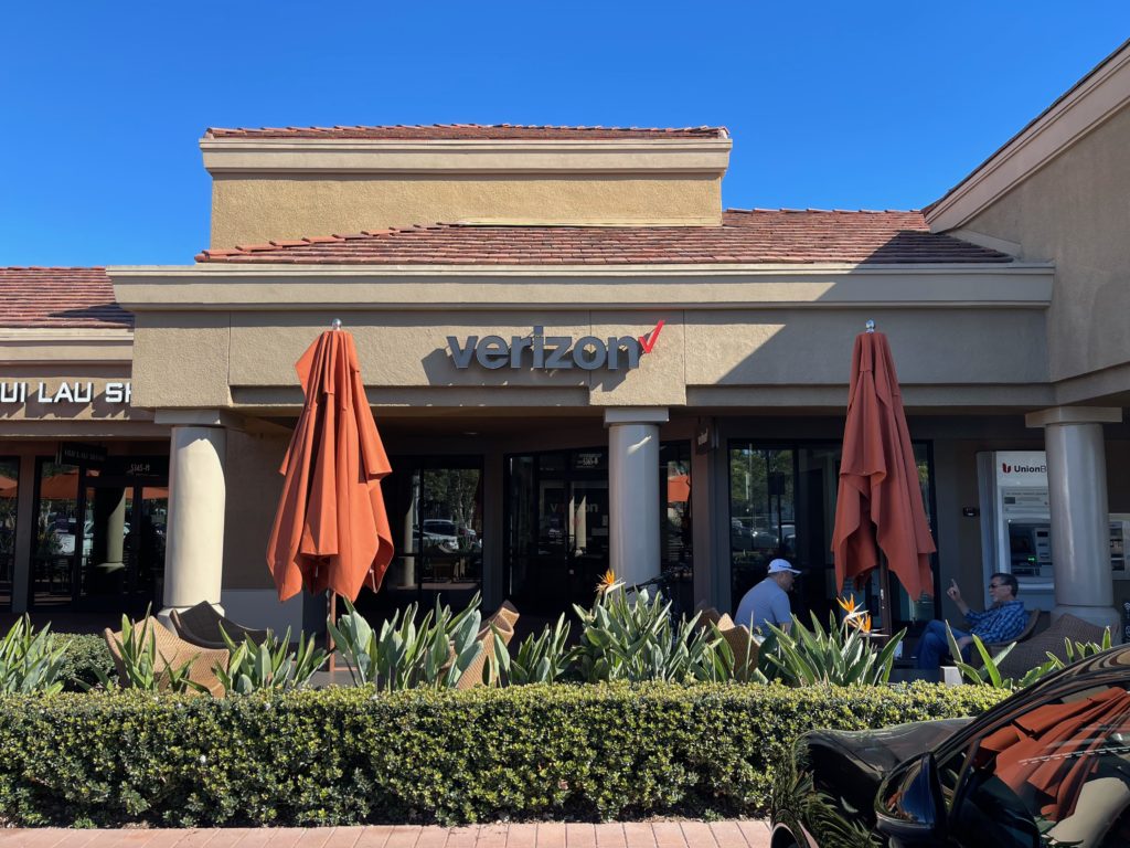 Exterior of Victra Verizon Authorized Retail Store in Irvine, CA.