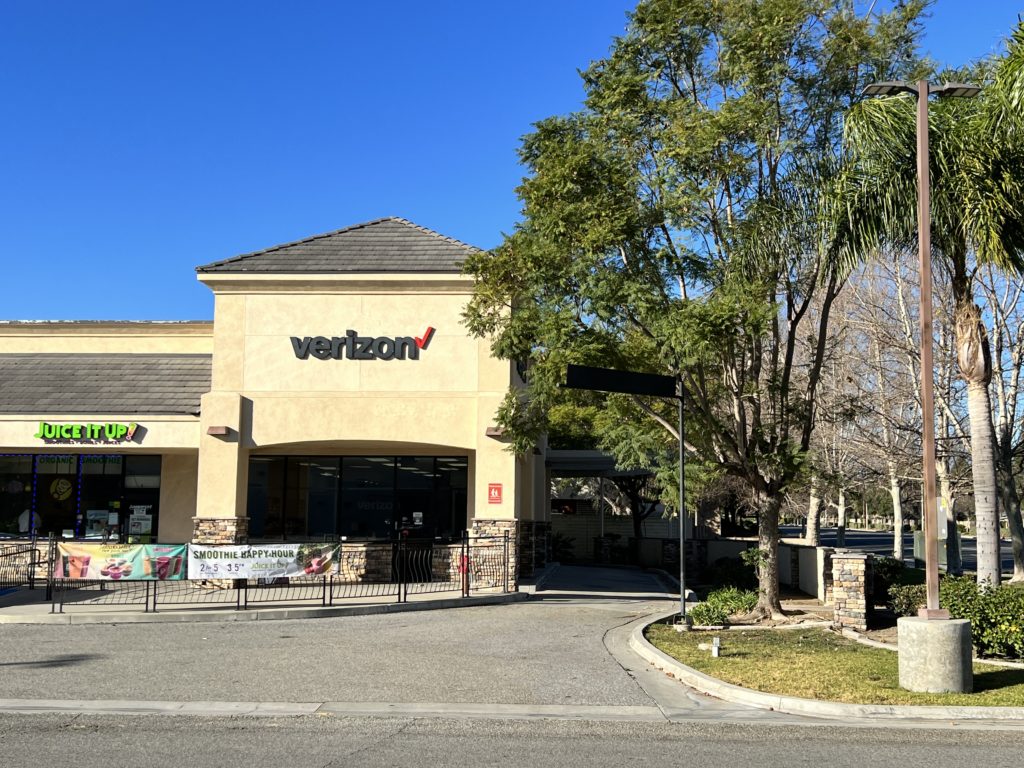 Exterior of Victra Verizon Authorized Retail Store in Ontario, CA.