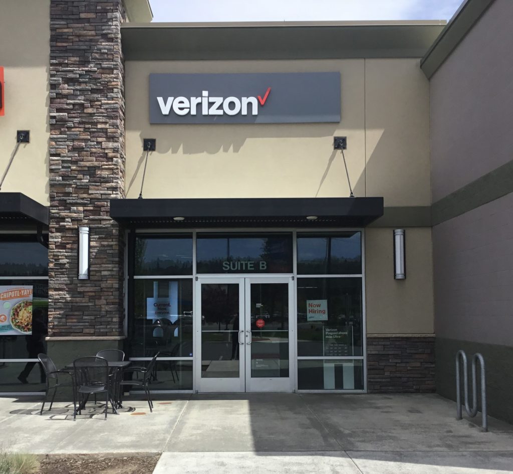 Exterior of Victra Verizon Authorized Retail Store in Spokane Newport, WA.