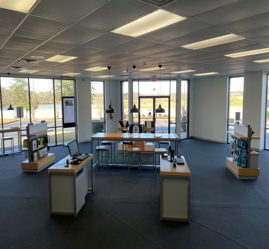 Interior of Victra Verizon Authorized Retail Store in Auburn, AL.