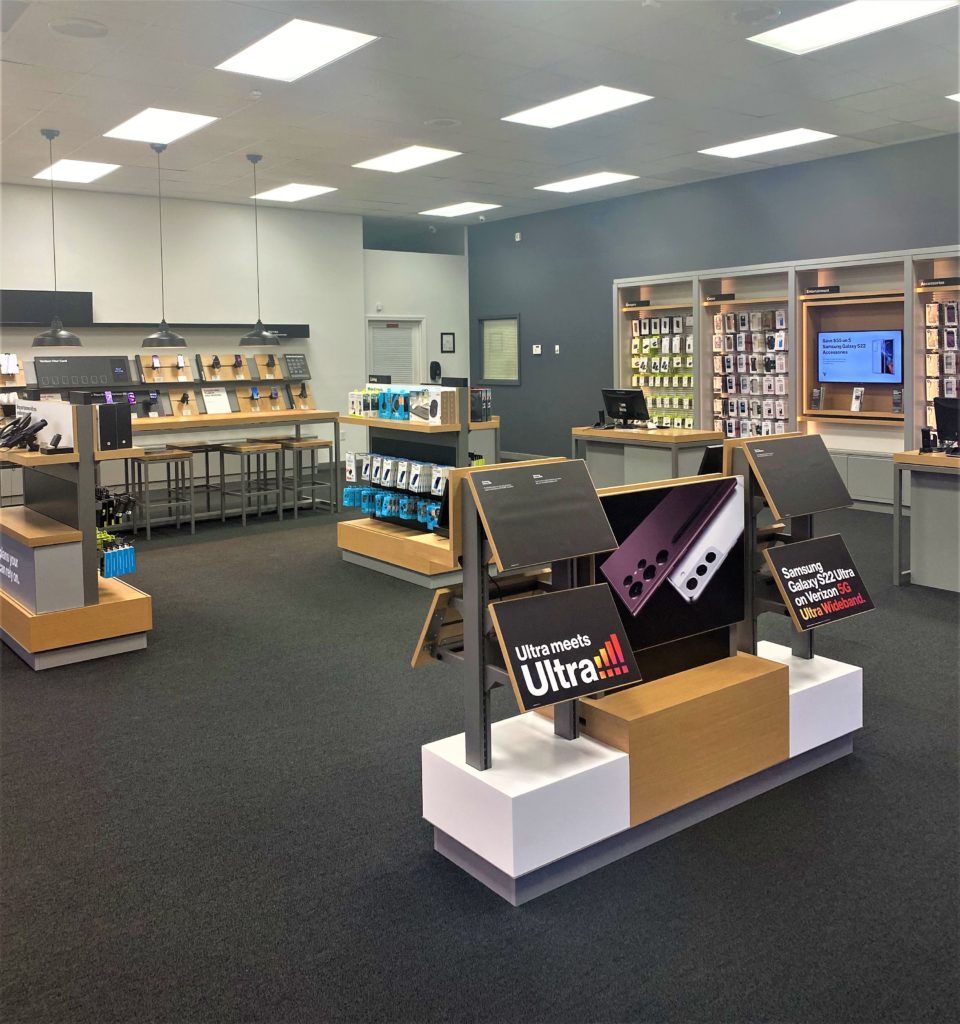 Interior of Victra Verizon Authorized Retail Store in Lawrenceburg, TN.