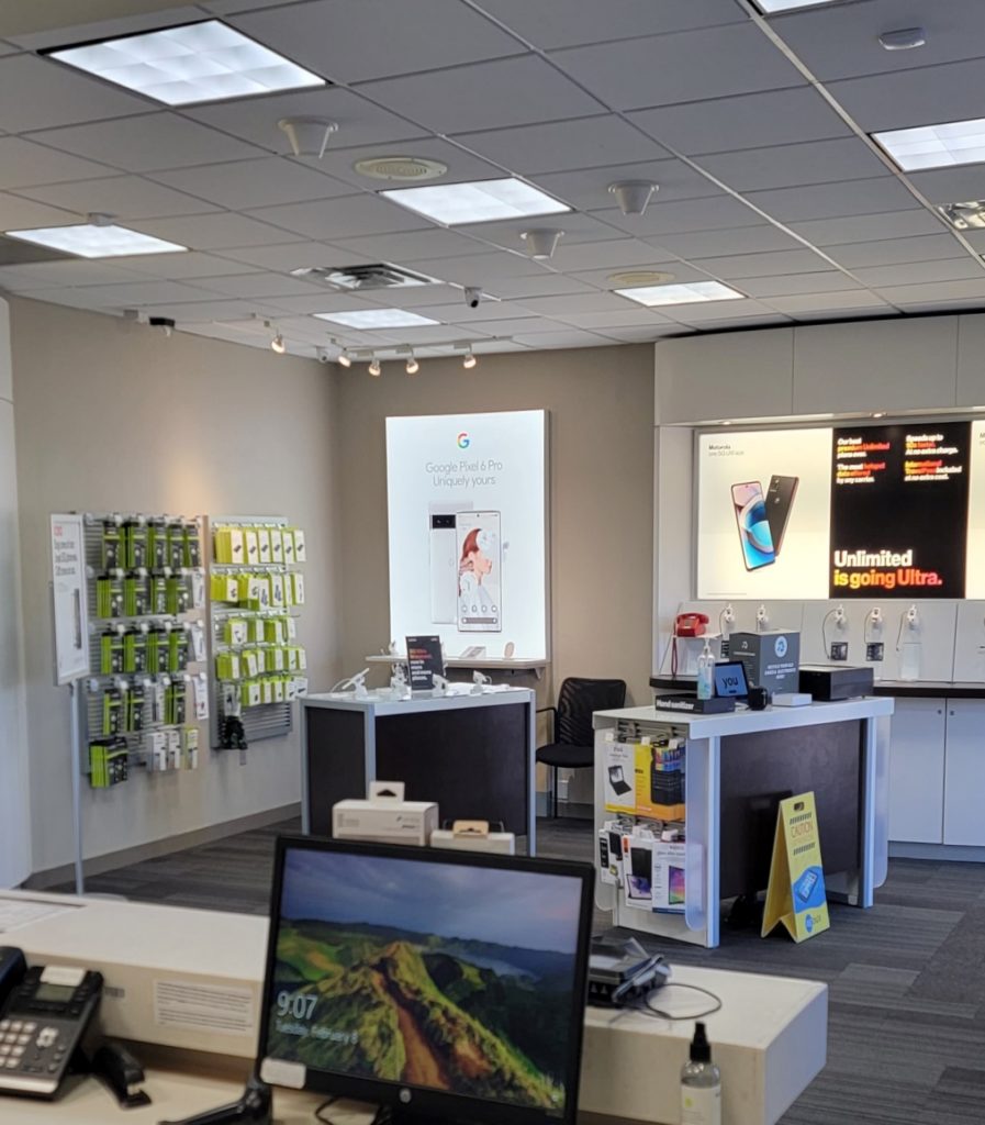 Interior of Victra Verizon Authorized Retail Store in Carthage, TX.