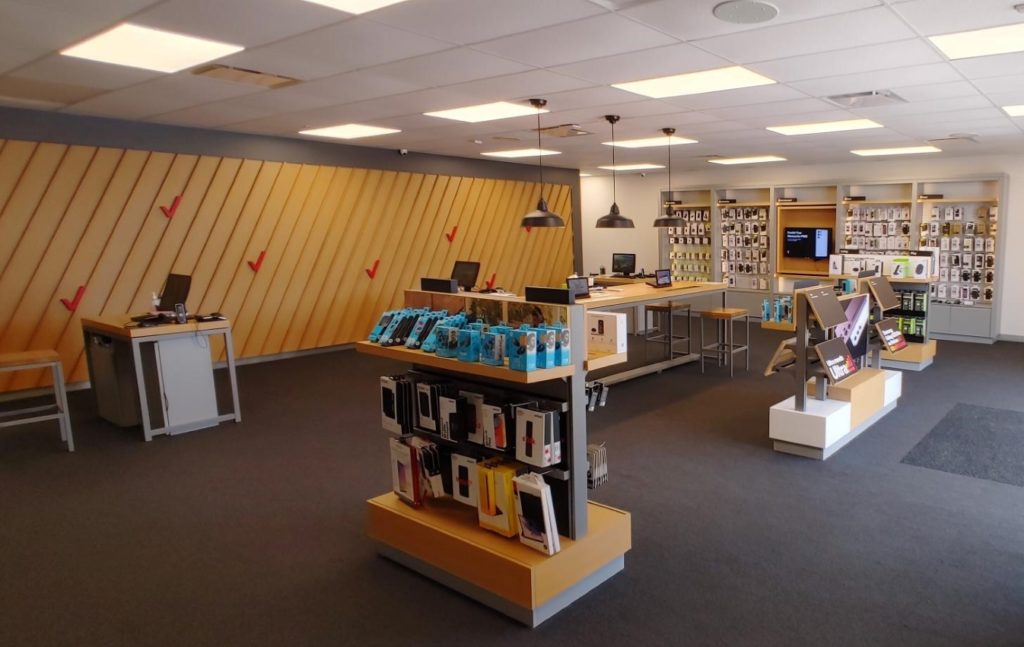Interior of Victra Verizon Authorized Retail Store in Houston Silber, TX.