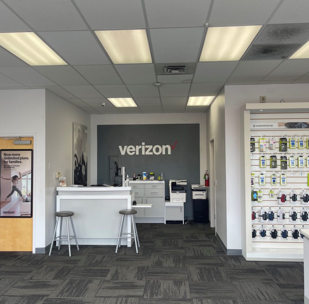 Interior of Victra Verizon Authorized Retail Store in Spokane North Division, WA.