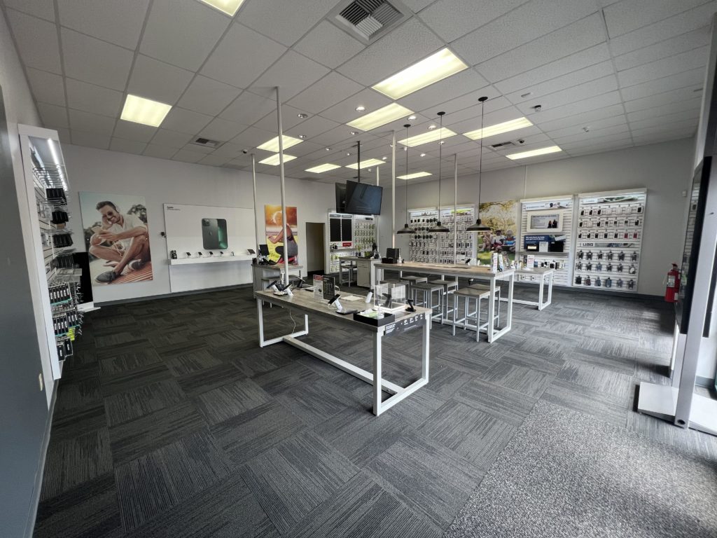 Interior of Victra Verizon Authorized Retail Store in Spokane Sunset, WA.