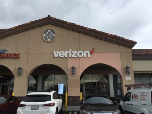 Exterior of Victra Verizon Authorized Retail Store in Fontana, CA.