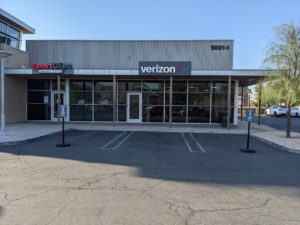 Exterior of Victra Verizon Authorized Retail Store in Palm Springs Ramon, CA.
