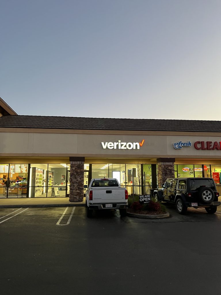 Exterior of Victra Verizon Authorized Retail Store in Placerville, CA.