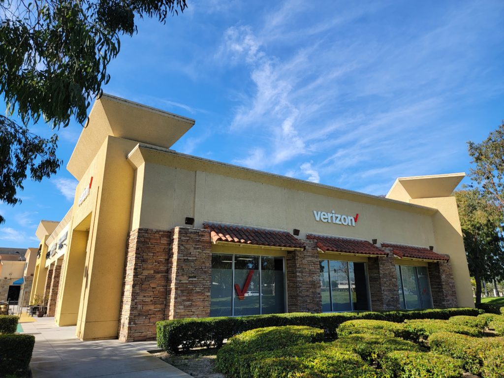 Exterior of Victra Verizon Authorized Retail Store in Seal Beach, CA.