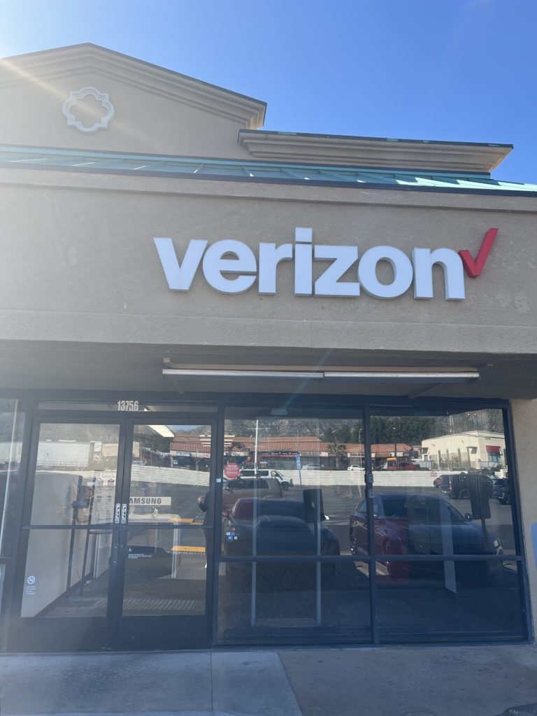 Exterior of Victra Verizon Authorized Retail Store in Sylmar, CA.