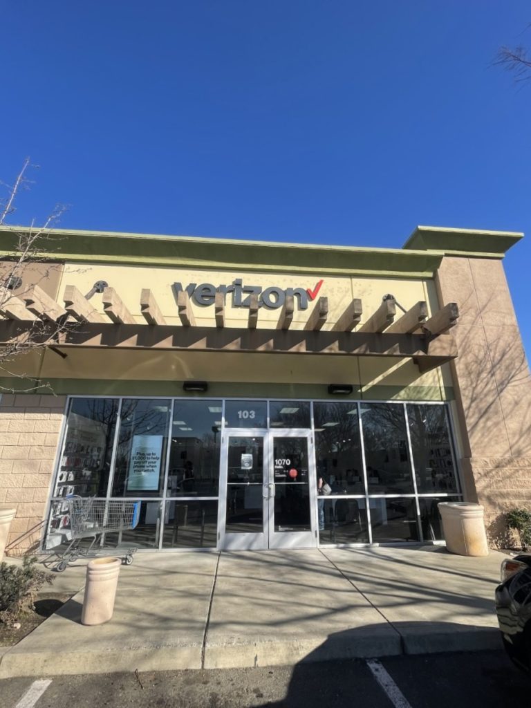 Exterior of Victra Verizon Authorized Retail Store in Yuba City, CA.