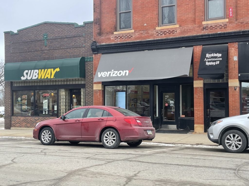 Exterior of Victra Verizon Authorized Retail Store in Forest City, IA.