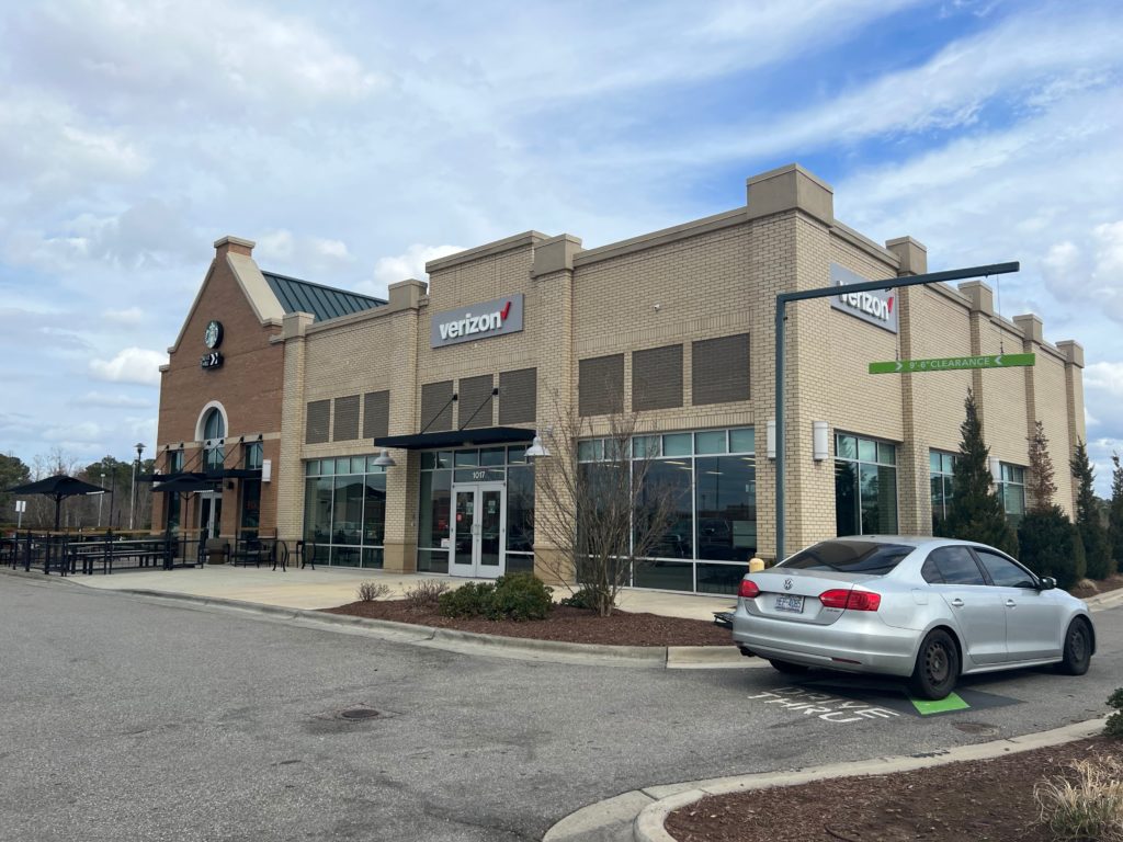 Exterior of Victra Verizon Authorized Retail Store in Cary Parkside, NC.