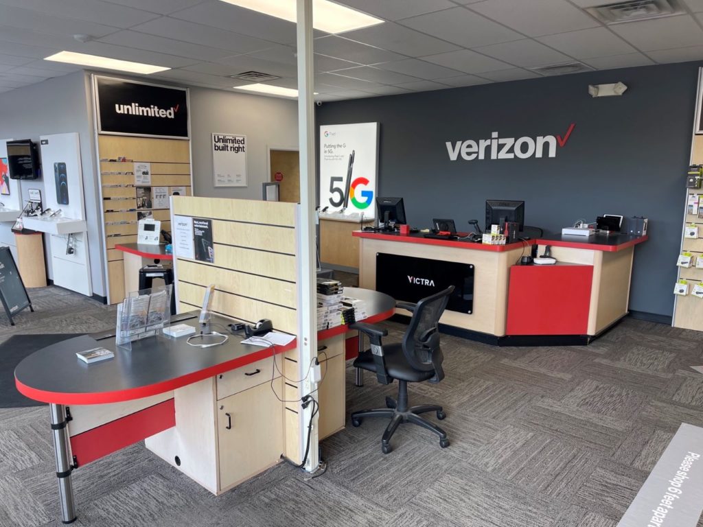Interior of Victra Verizon Authorized Retail Store in Kutztown, PA.