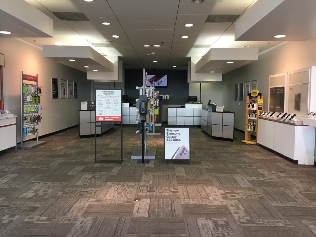 Interior of Victra Verizon Authorized Retail Store in Fontana, CA.