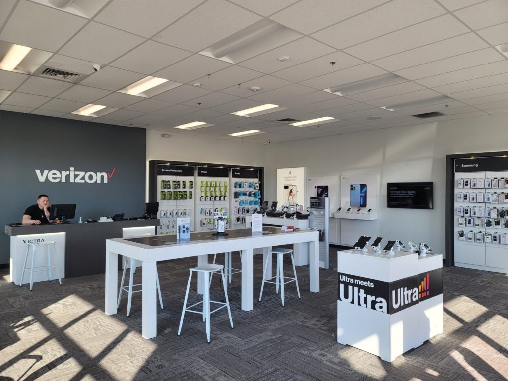 Interior of Victra Verizon Authorized Retail Store in Lodi, CA.
