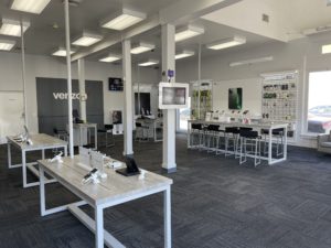 Interior of Victra Verizon Authorized Retail Store in Long Beach 2nd St, CA.