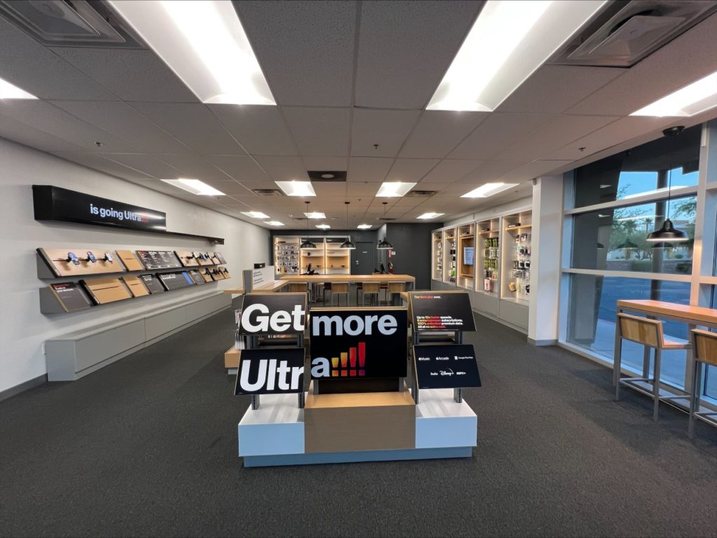 Interior of Victra Verizon Authorized Retail Store in Palm Springs Ramon, CA.