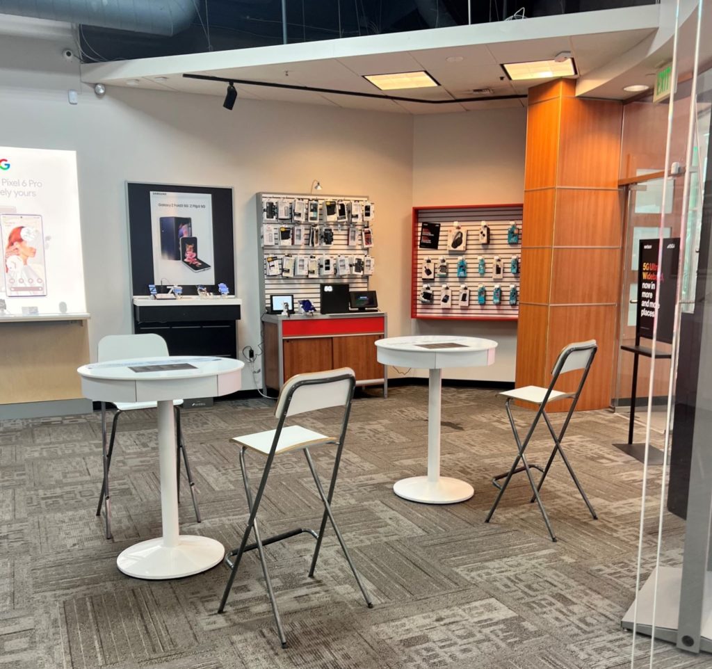 Interior of Victra Verizon Authorized Retail Store in Sacramento Arden, CA.