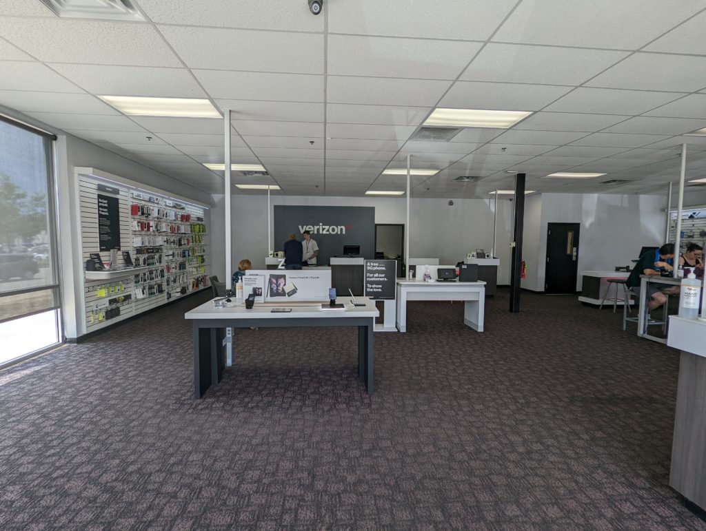 Interior of Victra Verizon Authorized Retail Store in Boise Overland, ID.