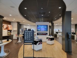 Interior of Victra Verizon Authorized Retail Store in Natick Mall, MA.