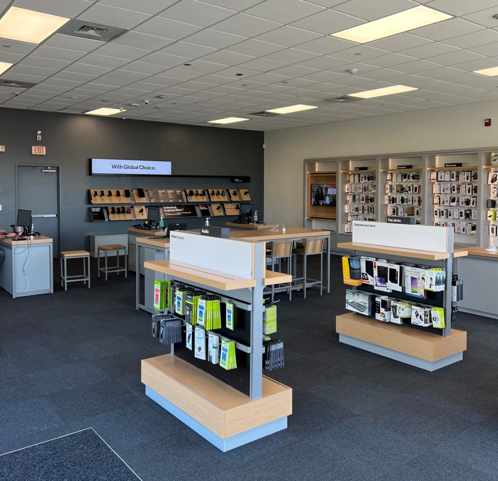 Interior of Victra Verizon Authorized Retail Store in Plymouth Colony, MA.