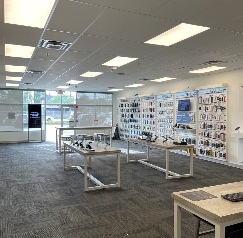 Interior of Victra Verizon Authorized Retail Store in Quincy, MA.