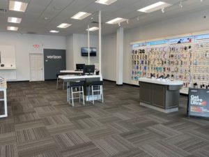 Interior of Victra Verizon Authorized Retail Store in Spencer, MA.
