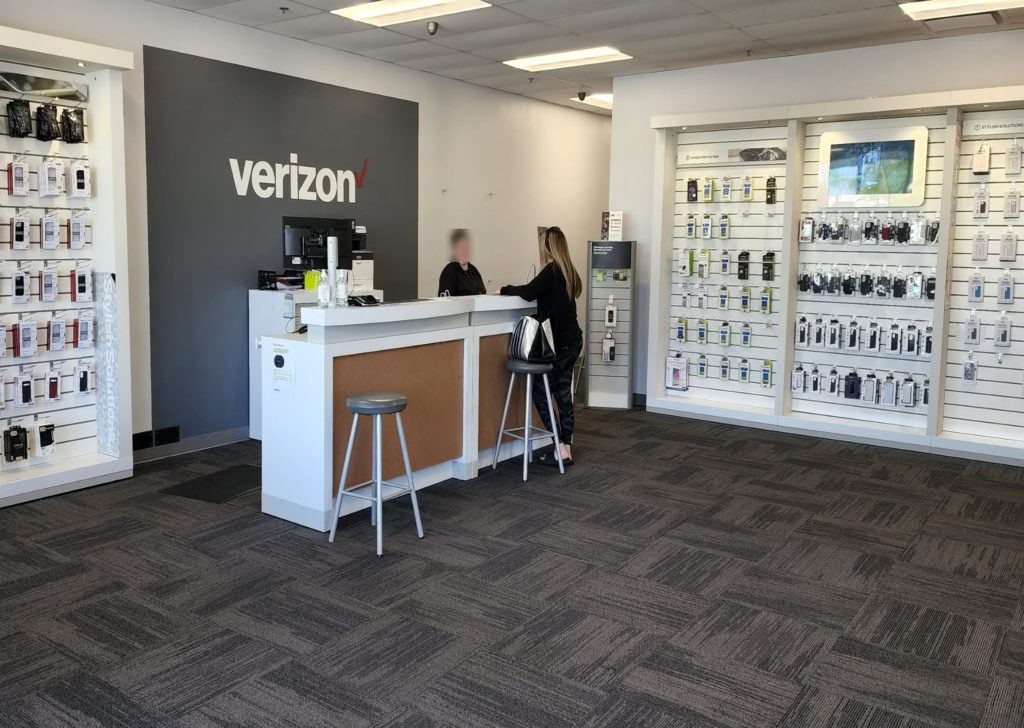 Interior of Victra Verizon Authorized Retail Store in Tewksbury, MA.