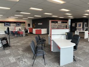 Interior of Victra Verizon Authorized Retail Store in Cary Parkside, NC.