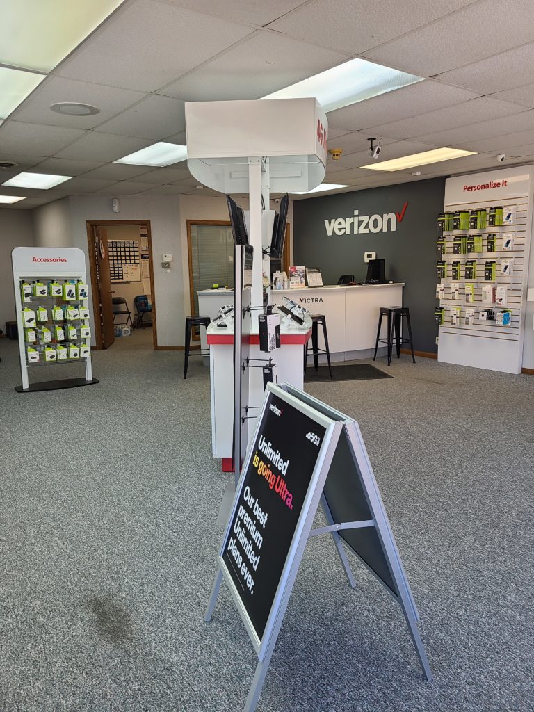 Interior of Victra Verizon Authorized Retail Store in Fairbury, NE.