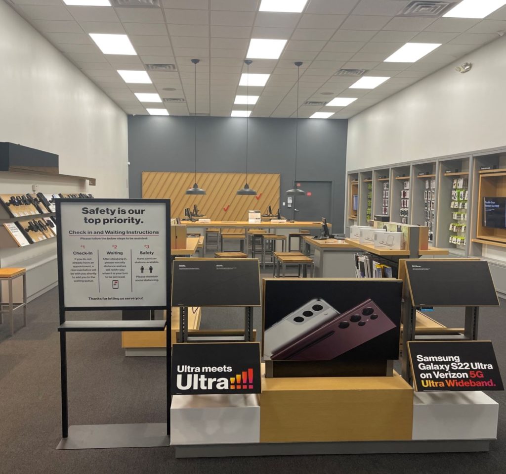 Interior of Victra Verizon Authorized Retail Store in West Orange, NJ.