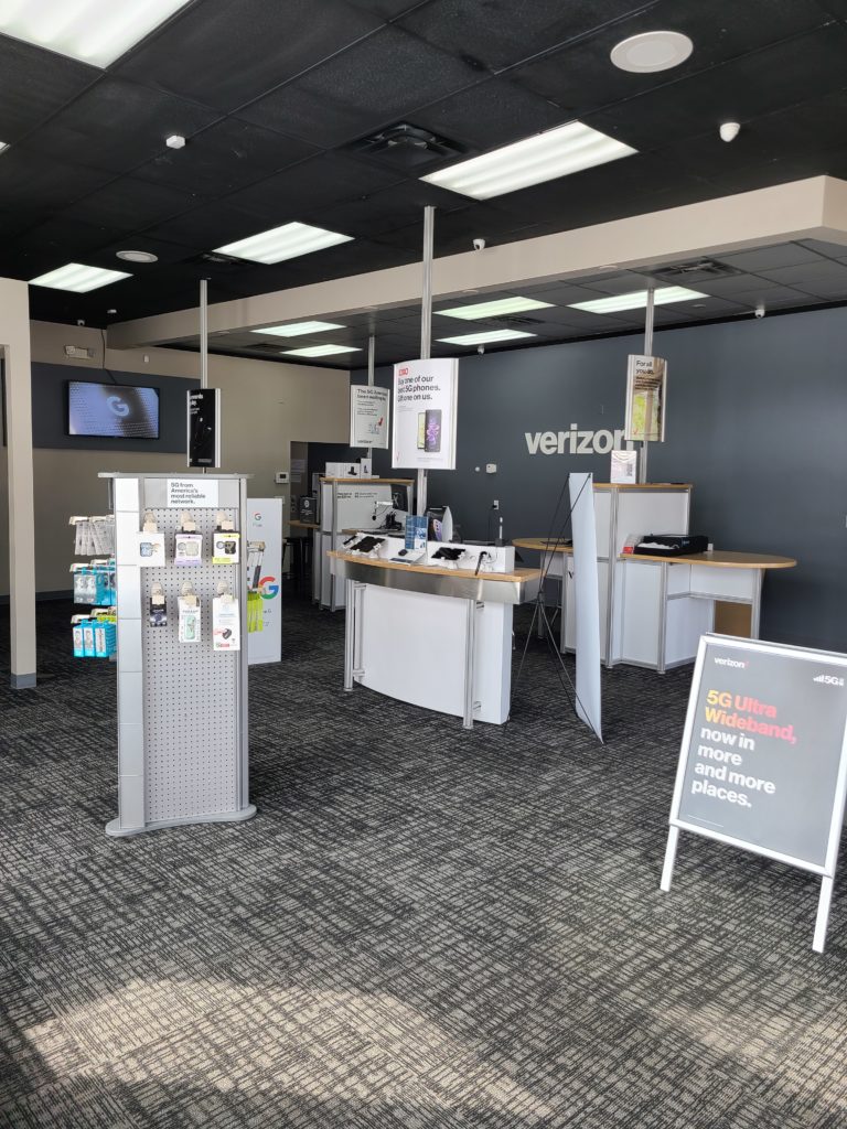 Interior of Victra Verizon Authorized Retail Store in Akron Canton, OH.