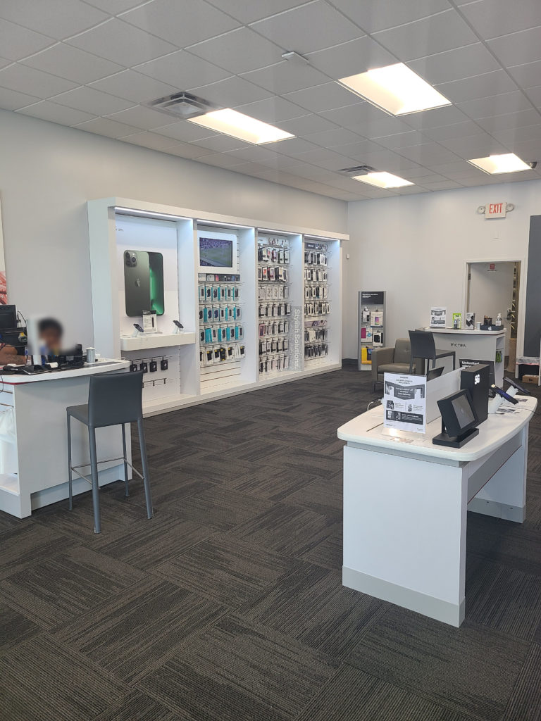 Interior of Victra Verizon Authorized Retail Store in Highland Heights, OH.