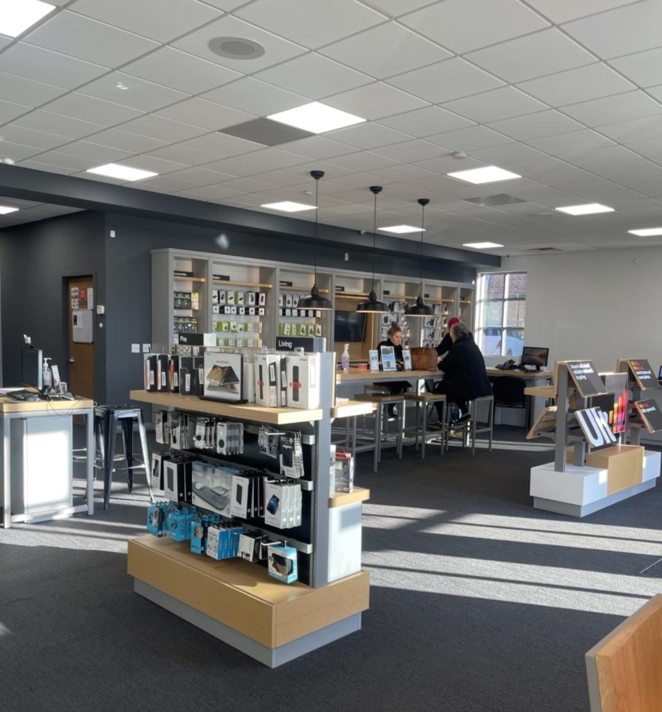 Interior of Victra Verizon Authorized Retail Store in Warren, OH.
