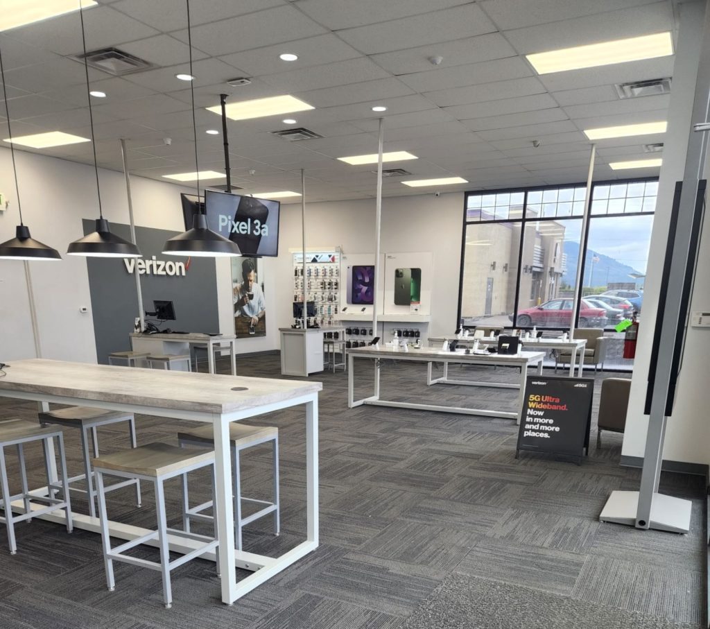 Interior of Victra Verizon Authorized Retail Store in Island City, OR.