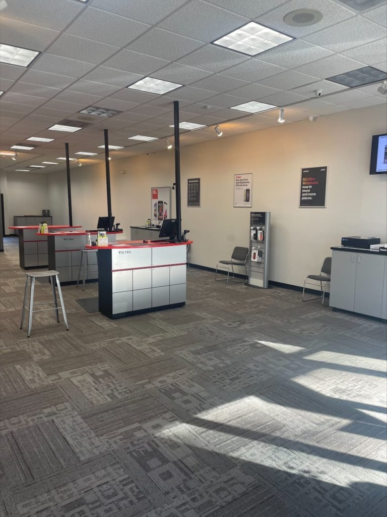 Interior of Victra Verizon Authorized Retail Store in West Linn, OR.