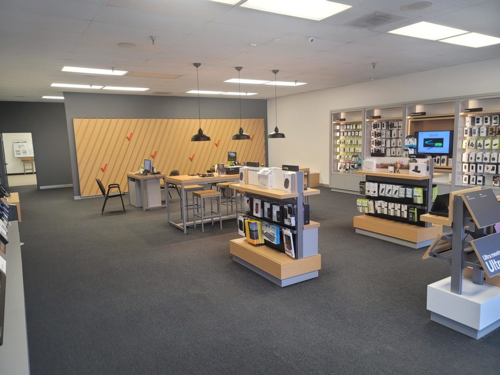 Interior of Victra Verizon Authorized Retail Store in Grove City, PA.