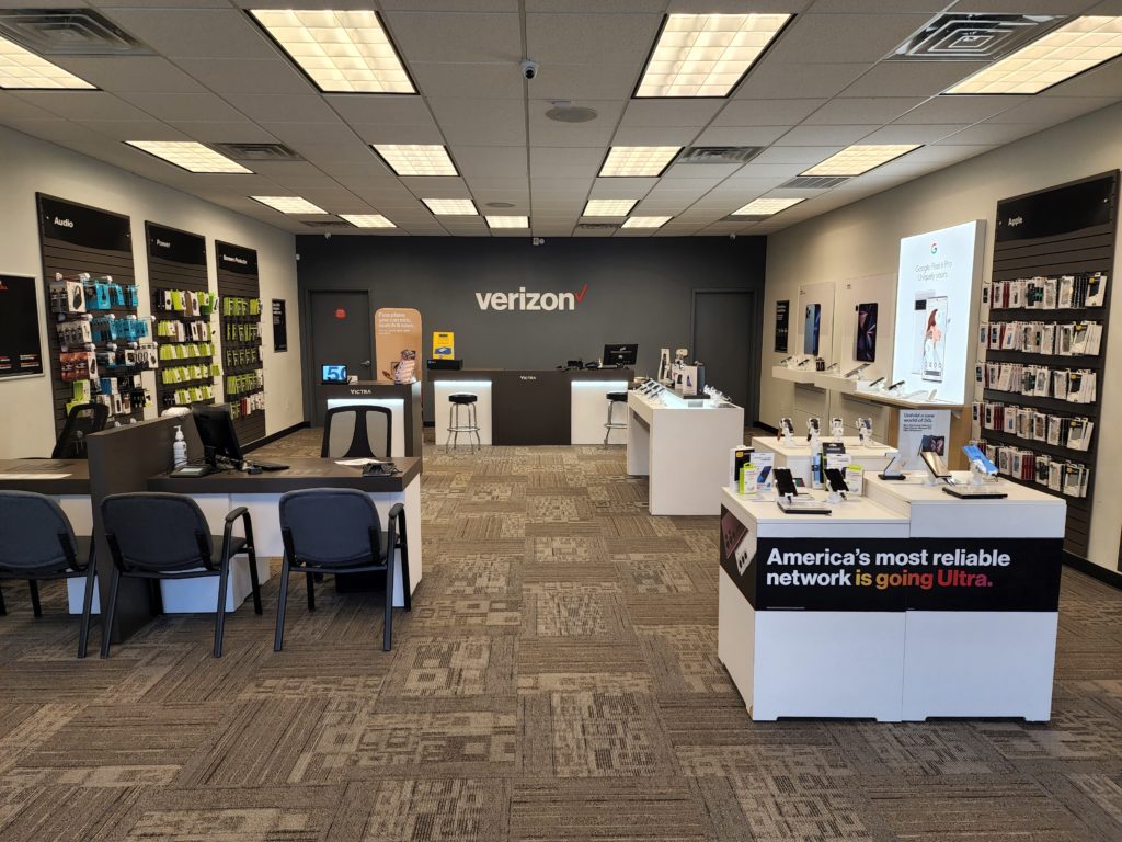 Interior of Victra Verizon Authorized Retail Store in Plum, PA.