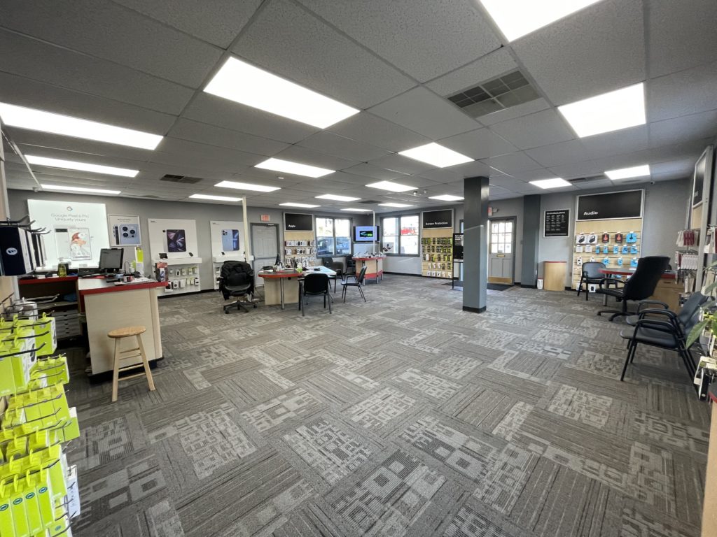 Interior of Victra Verizon Authorized Retail Store in Reading, PA.