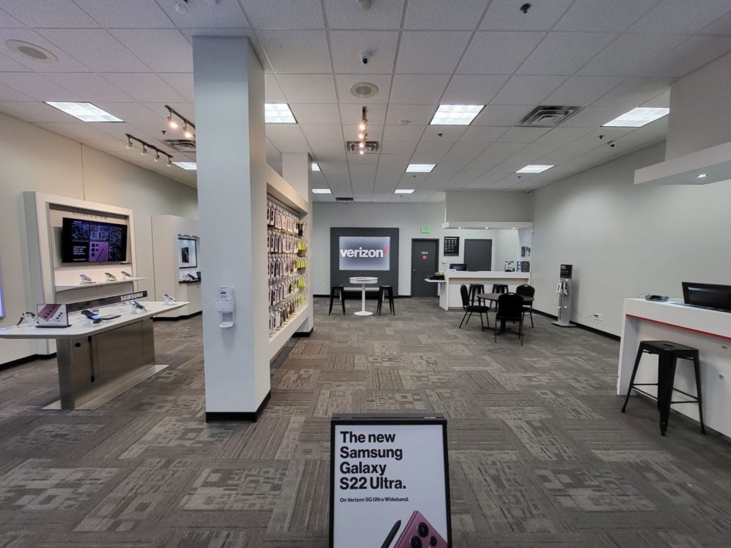 Interior of Victra Verizon Authorized Retail Store in Provo Mall, UT.