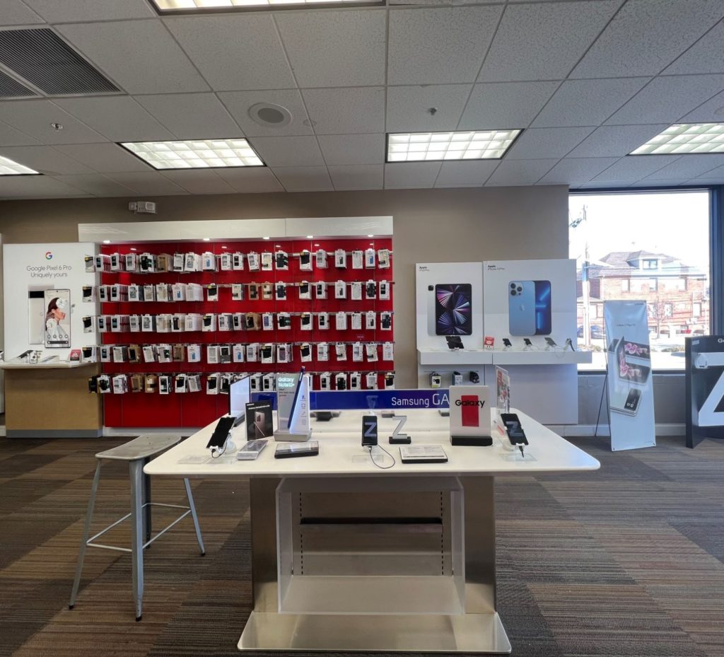 Interior of Victra Verizon Authorized Retail Store in Fairview, NJ.