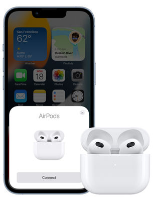 Apple Airpods 3rd Gen in case showing phone app