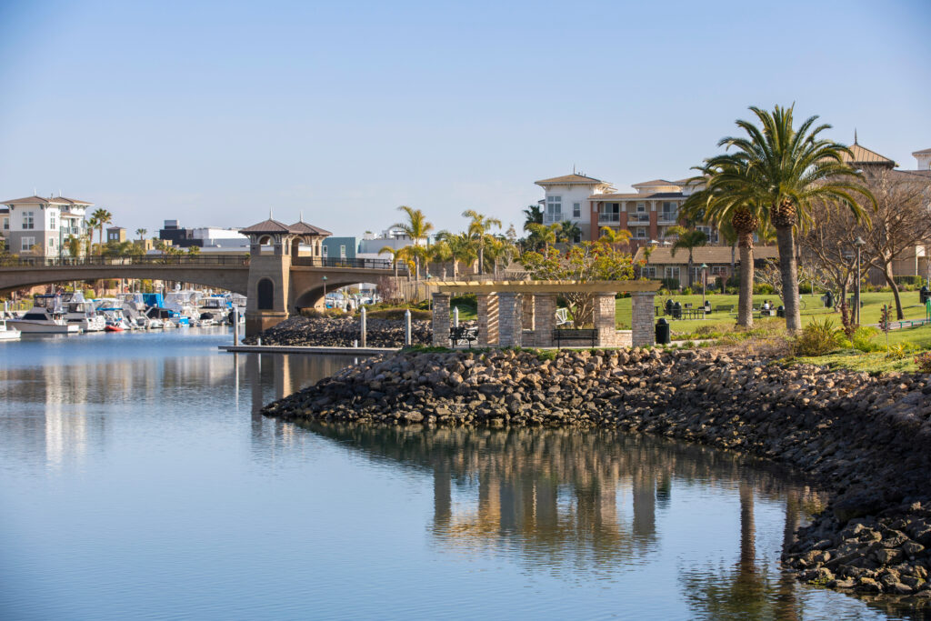 Day time view of the coastal skyline of Oxnard, California, USA.