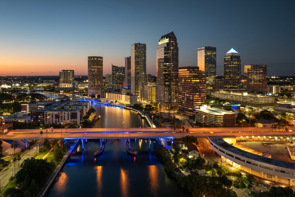 USA travel destination. American urban cityscape of Tampa, Florida.