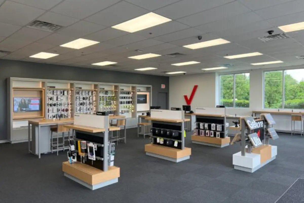 Inside of a Verizon store.